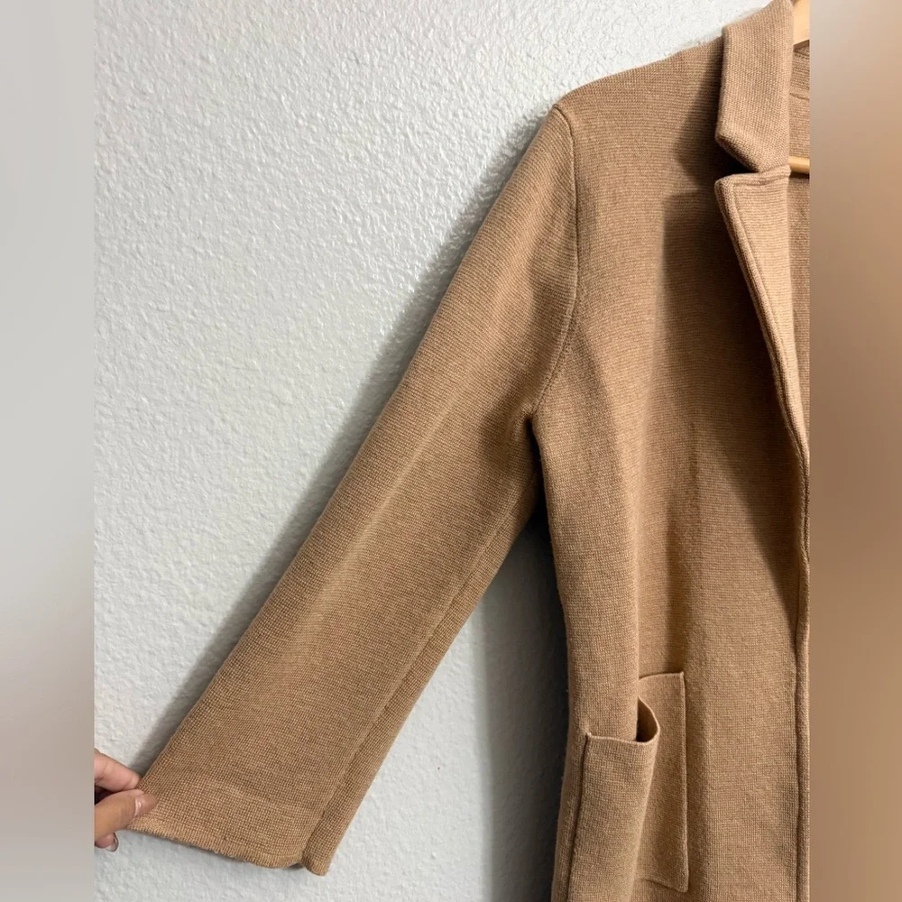 J. Crew Sophie Open-Front Sweater-Blazer in Tan